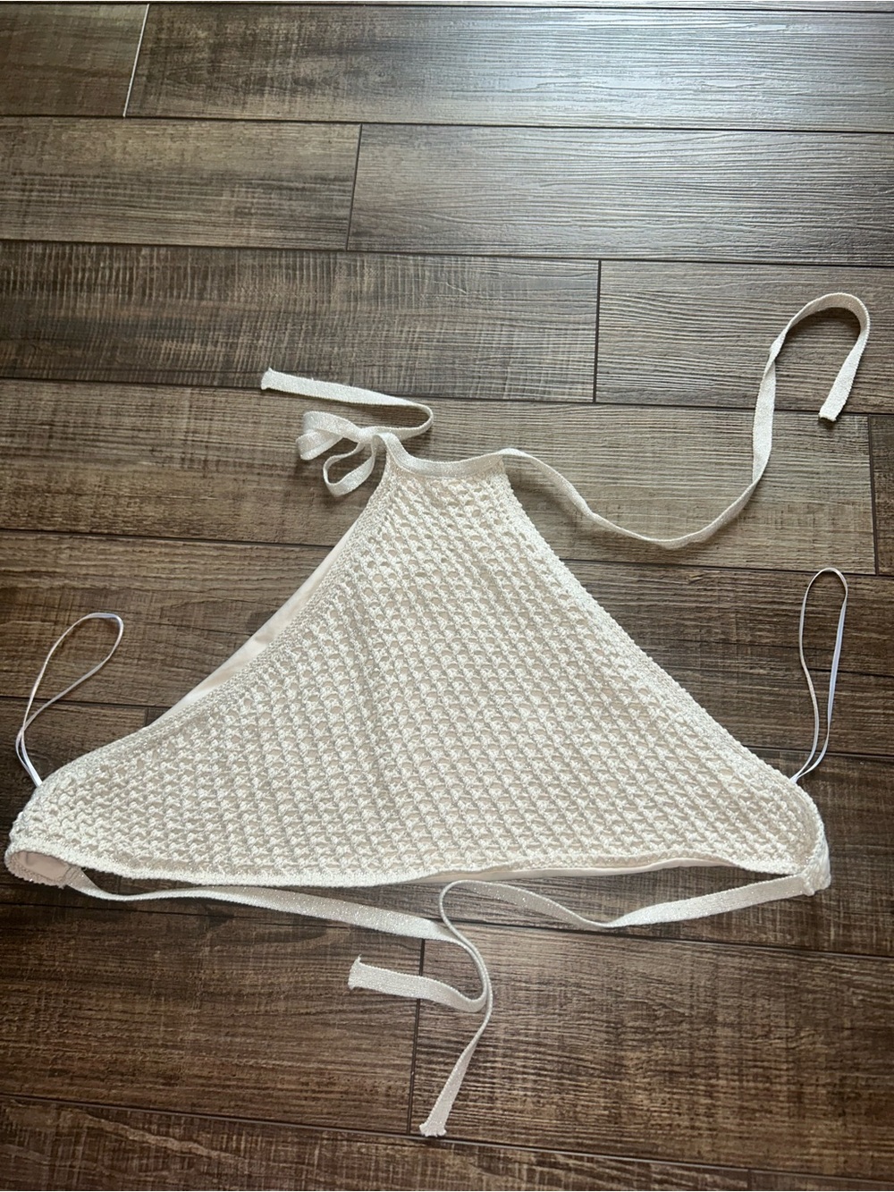 Cream Crochet Halter Tank Top
